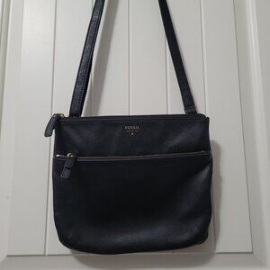 Fossil Purse Black Leather Crossbody Excellent Condition